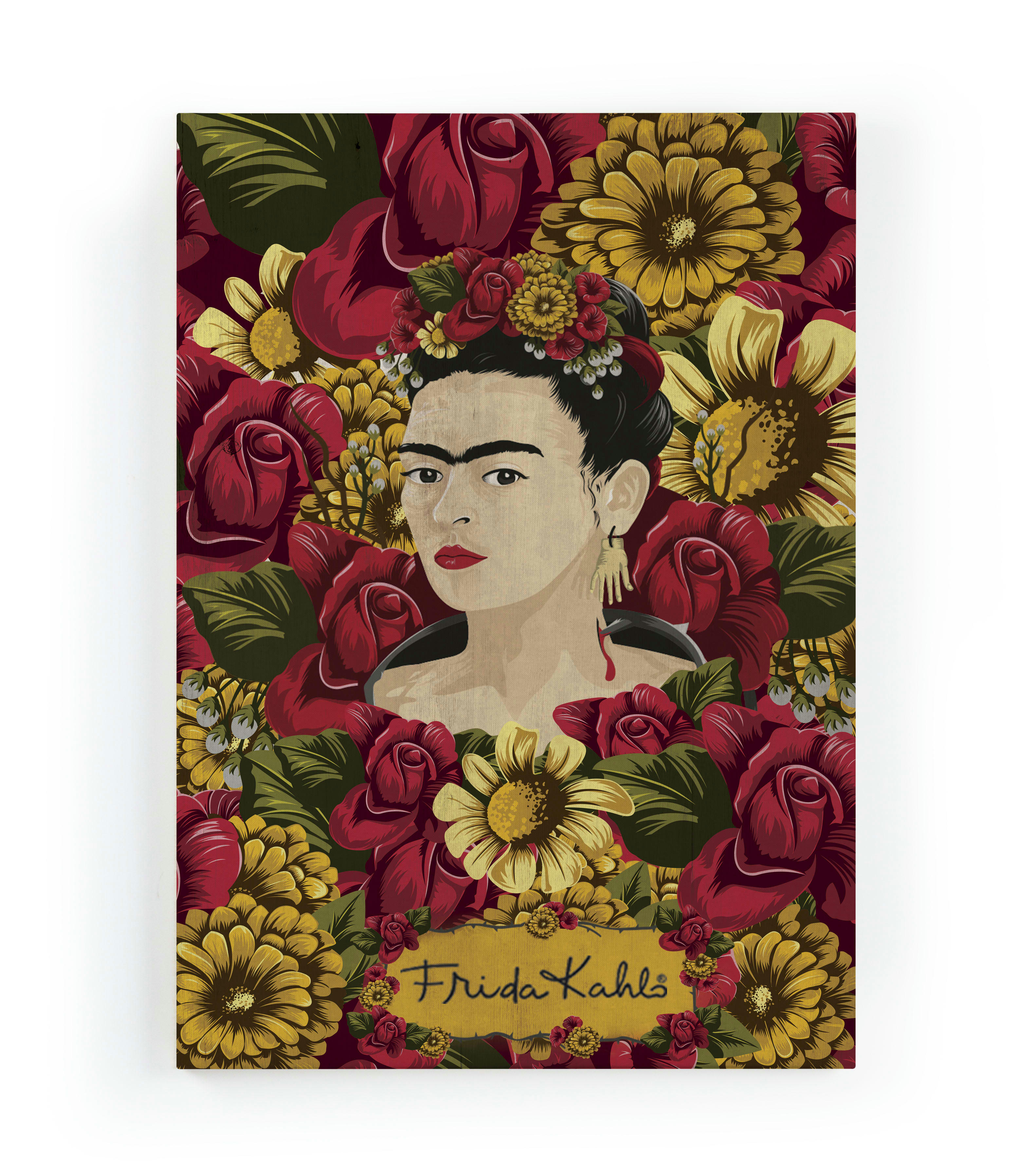 FRIDA FLOWERS - Peinture sur toile 60x40 imprimé HD fleurs Frida