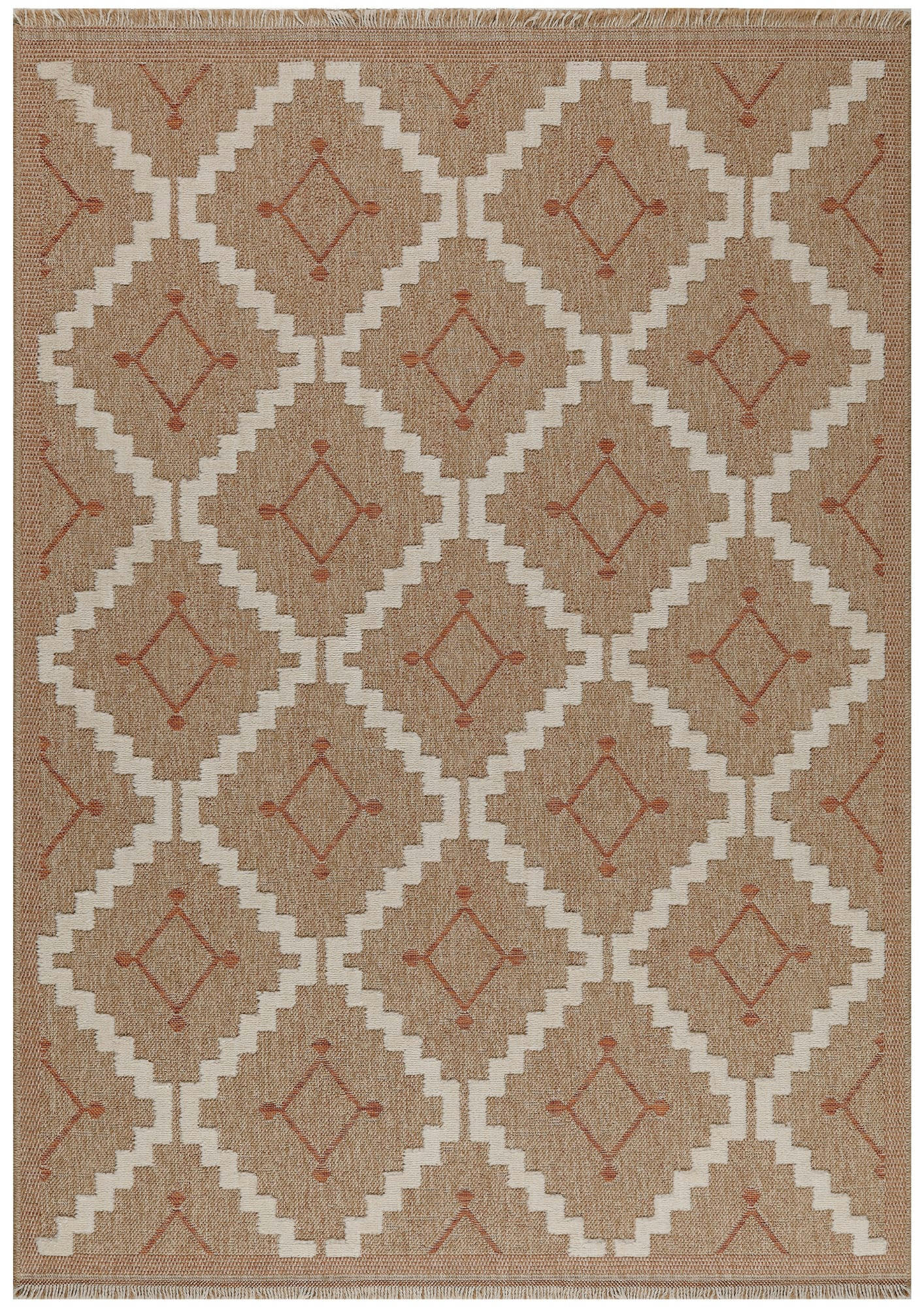 TULUM - Tapis intérieur et extérieur aspect jute géométrique terra-200x290