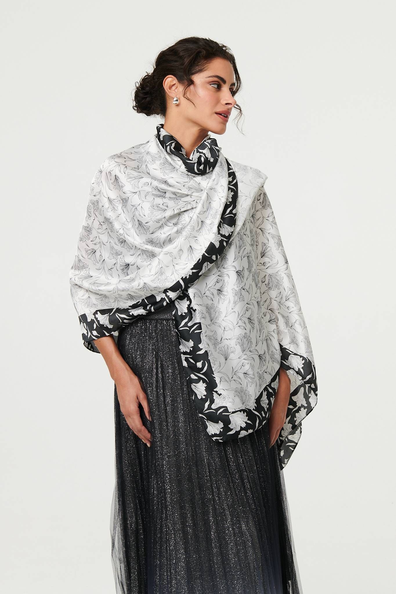 Izabel London Reversible Floral Long Shawl Scarf