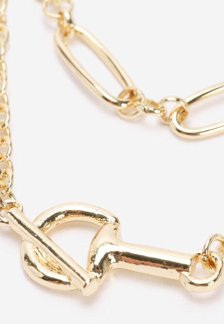 Womens Gold Double Chain Necklace