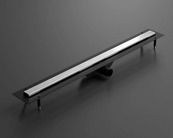 Caniveau Ilcom LINpour drain de douche en acier inoxydable Argent satiné - 80cm x13cmx5cm