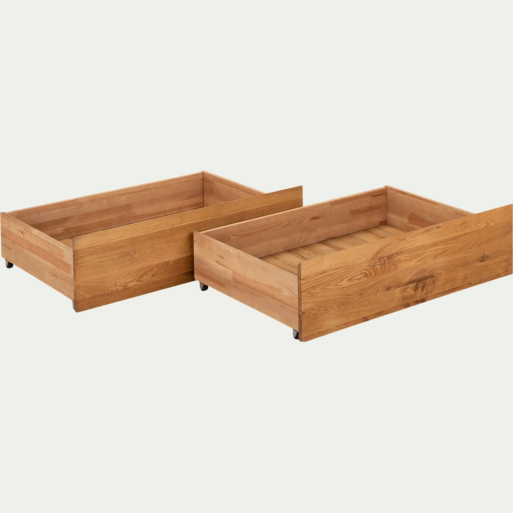 RENO - Lot de deux tiroirs de rangement en bois pour lit RENO - bois clair