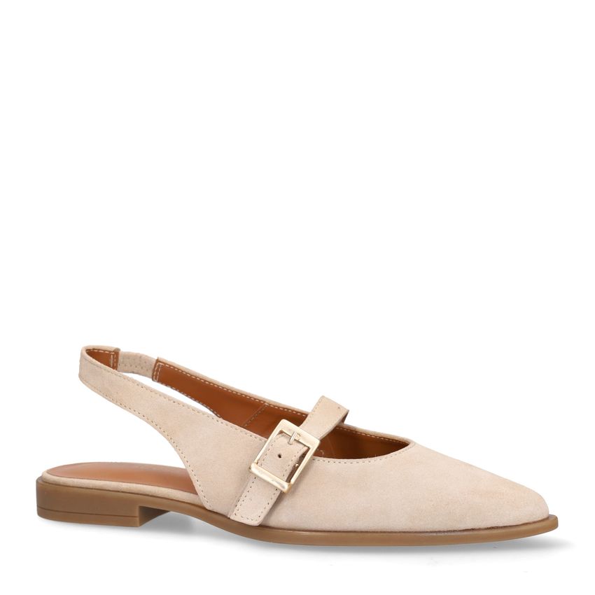 No Stress Beige suède slingbacks