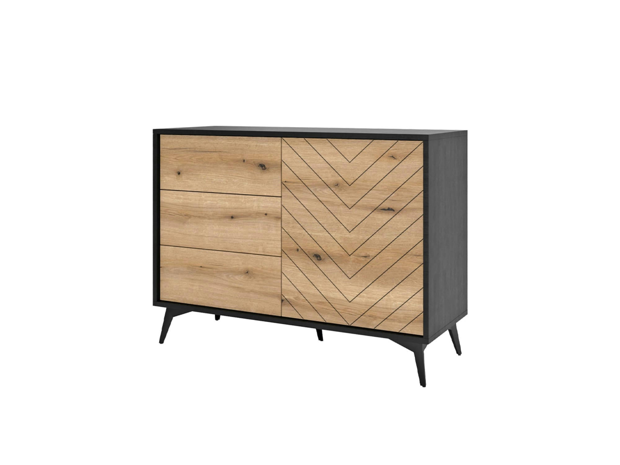 PETER - Buffet bas industriel 104 cm noir / bois