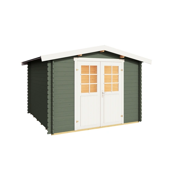 Gartenhaus »Australien«, (BxT): 280x280 cm (Aufstellmaß), 28 mm Wandstärke, grüngrau/weiss