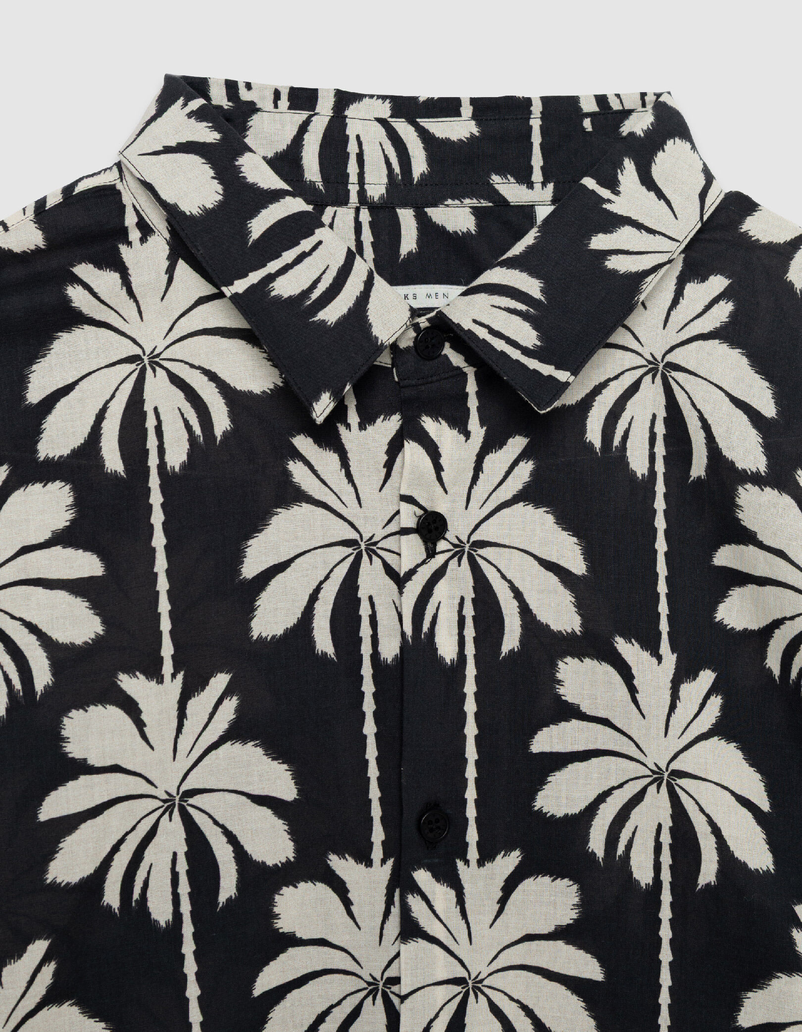 Chemise slim noire coton bio imprimé palmiers Homme