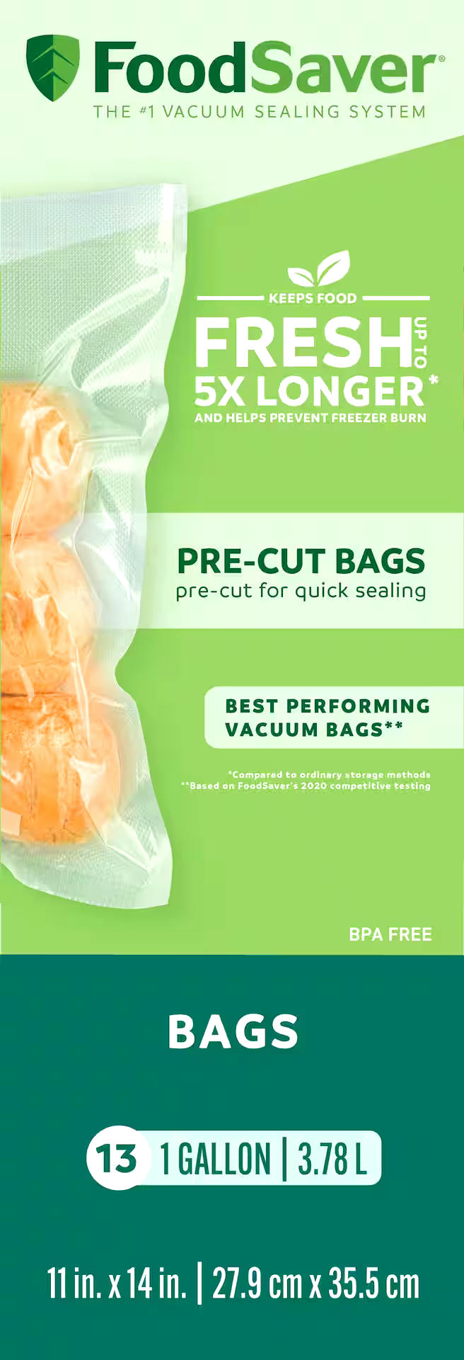 FoodSaver Vacuum-Seal Bags, Gallon Size Bags (3.78 L), 13 Count