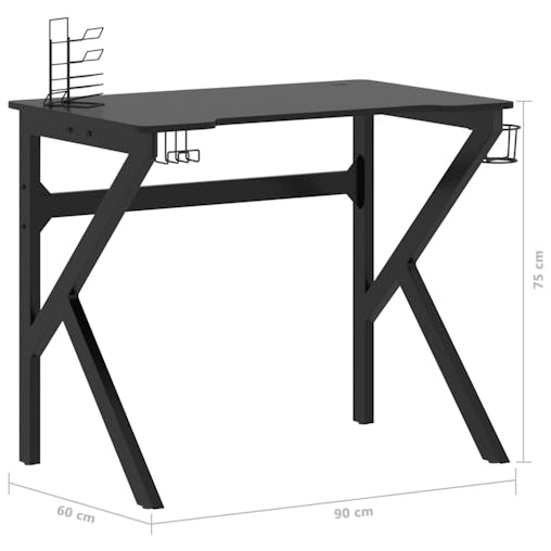 NNEVL Gaming Desk with K Shape Legs Black 90x60x75 cm