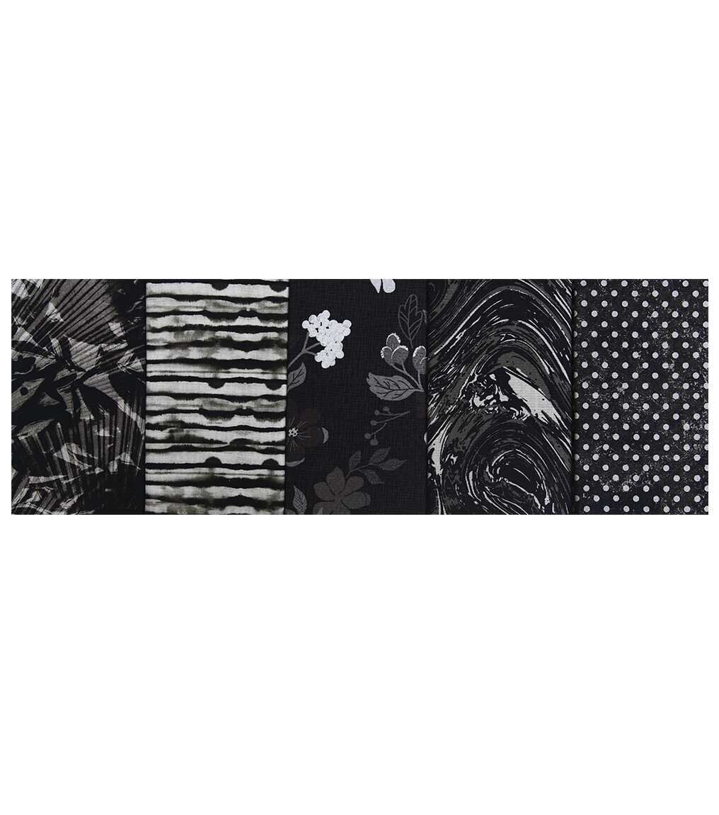 18 x 21 Black Blender 1 Cotton Fabric Quarters 5ct by Keepsake Calico