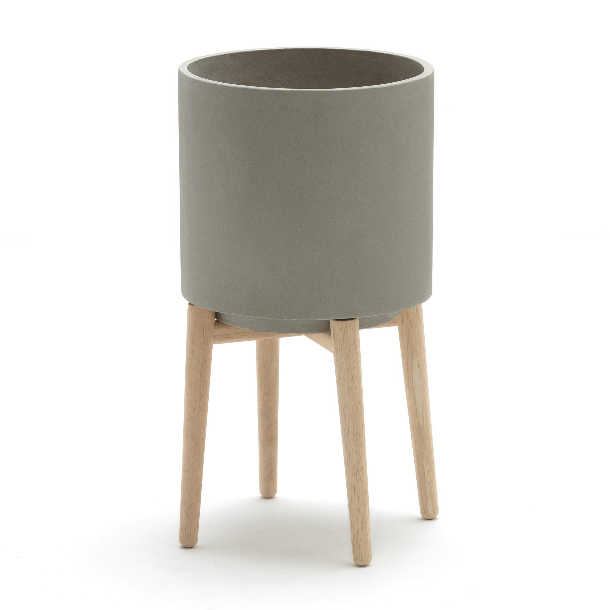 Cache-pot sur pied en hévéa H58,5cm, Florian