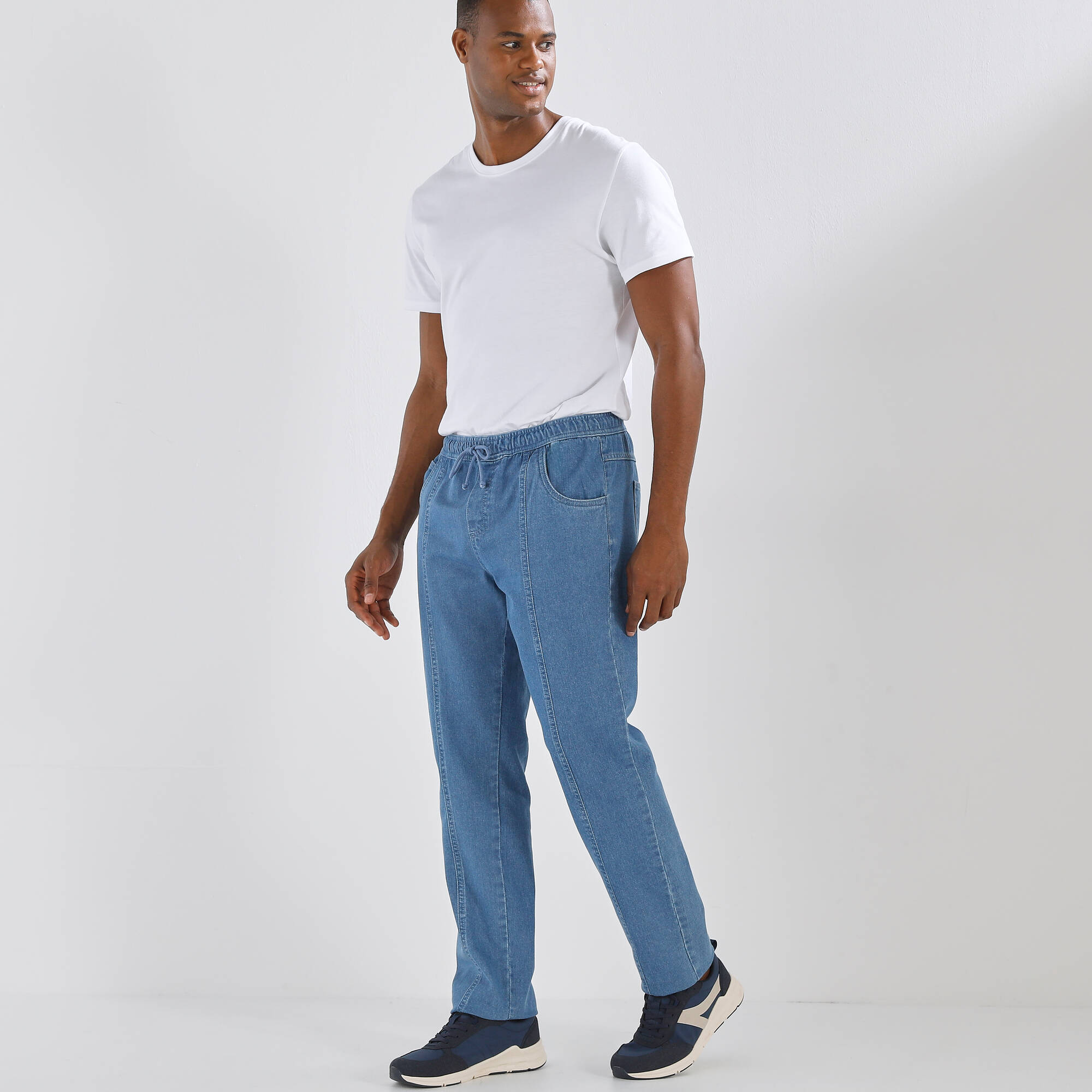 Pantalon denim léger élastiqué