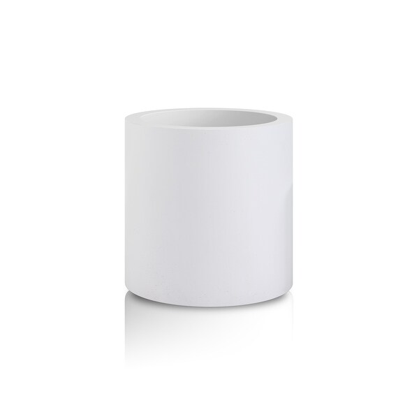 Plantara 16" D Solid White Concrete Outdoor planter, LargeFlower pot, Modern Round Plant pot for Garden with Drainage Hole