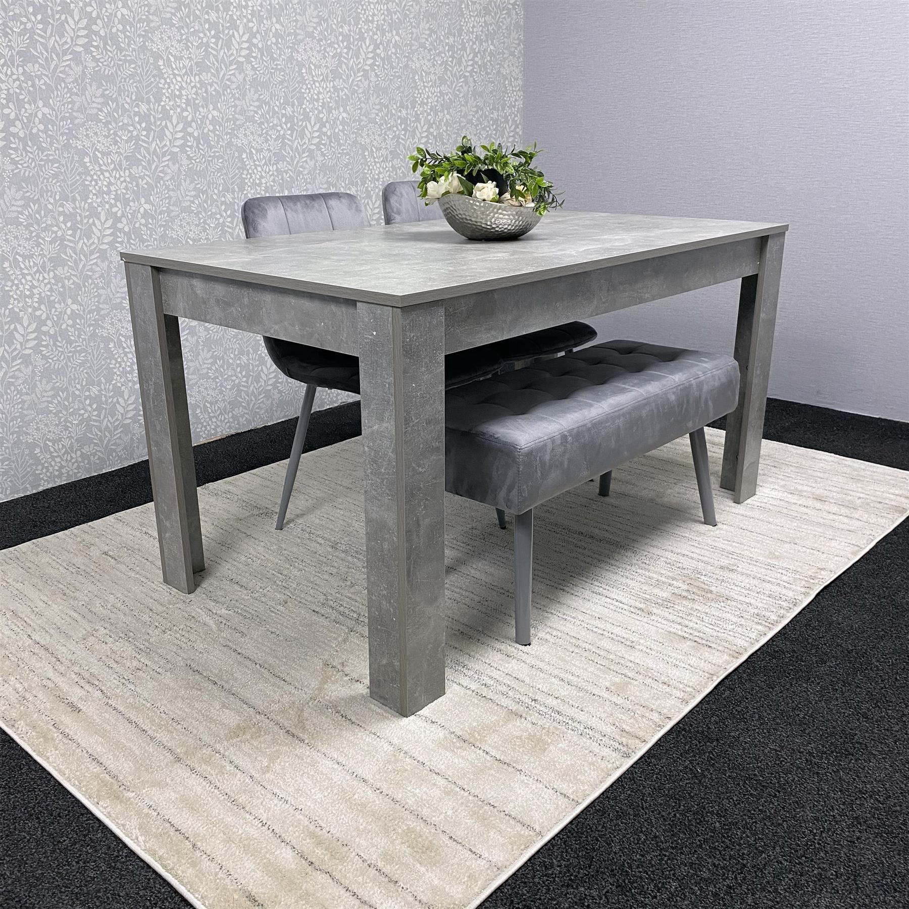 KOSY KOALA Grey Wooden Dining Table Set with 2 Grey Chairs and 1 Bench