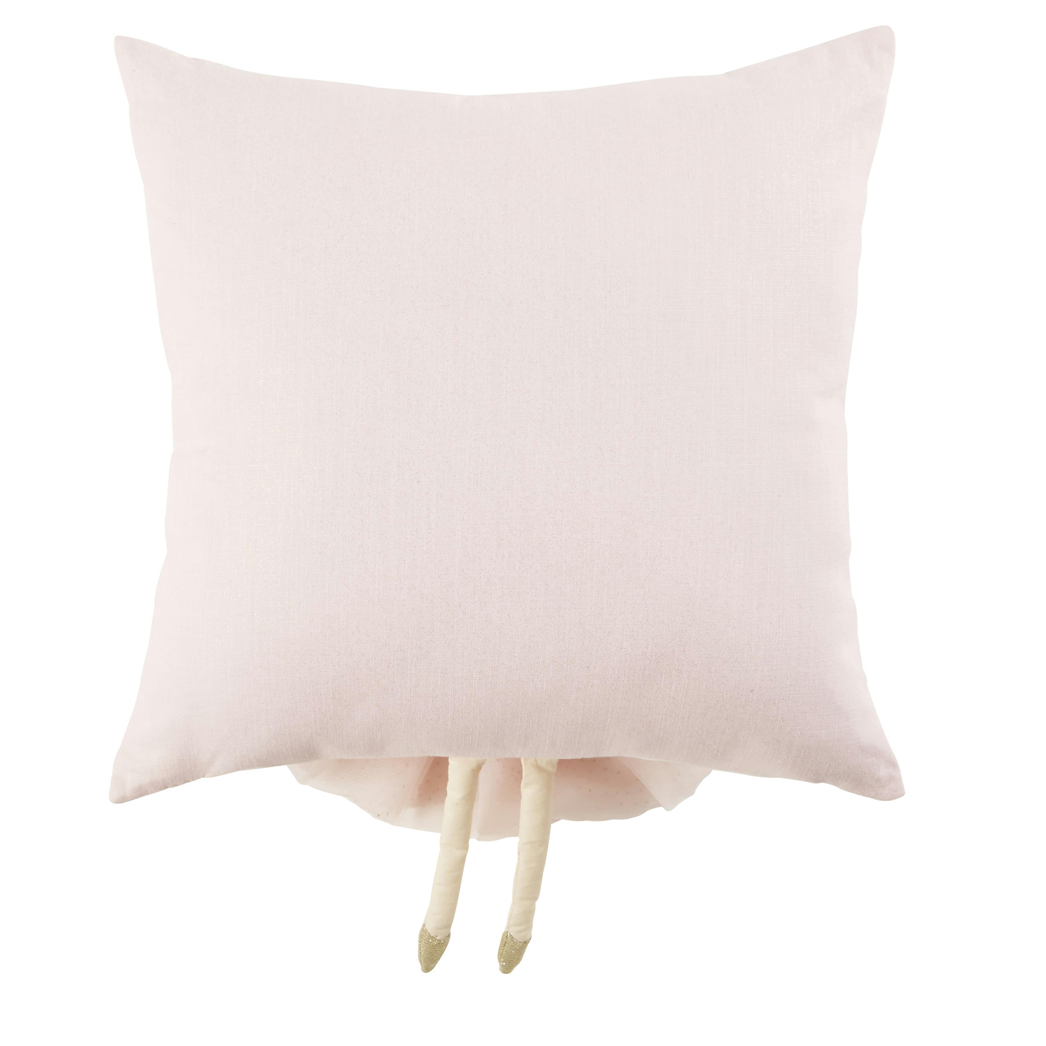 - Coussin écru et rose imprimé princesse 40x40