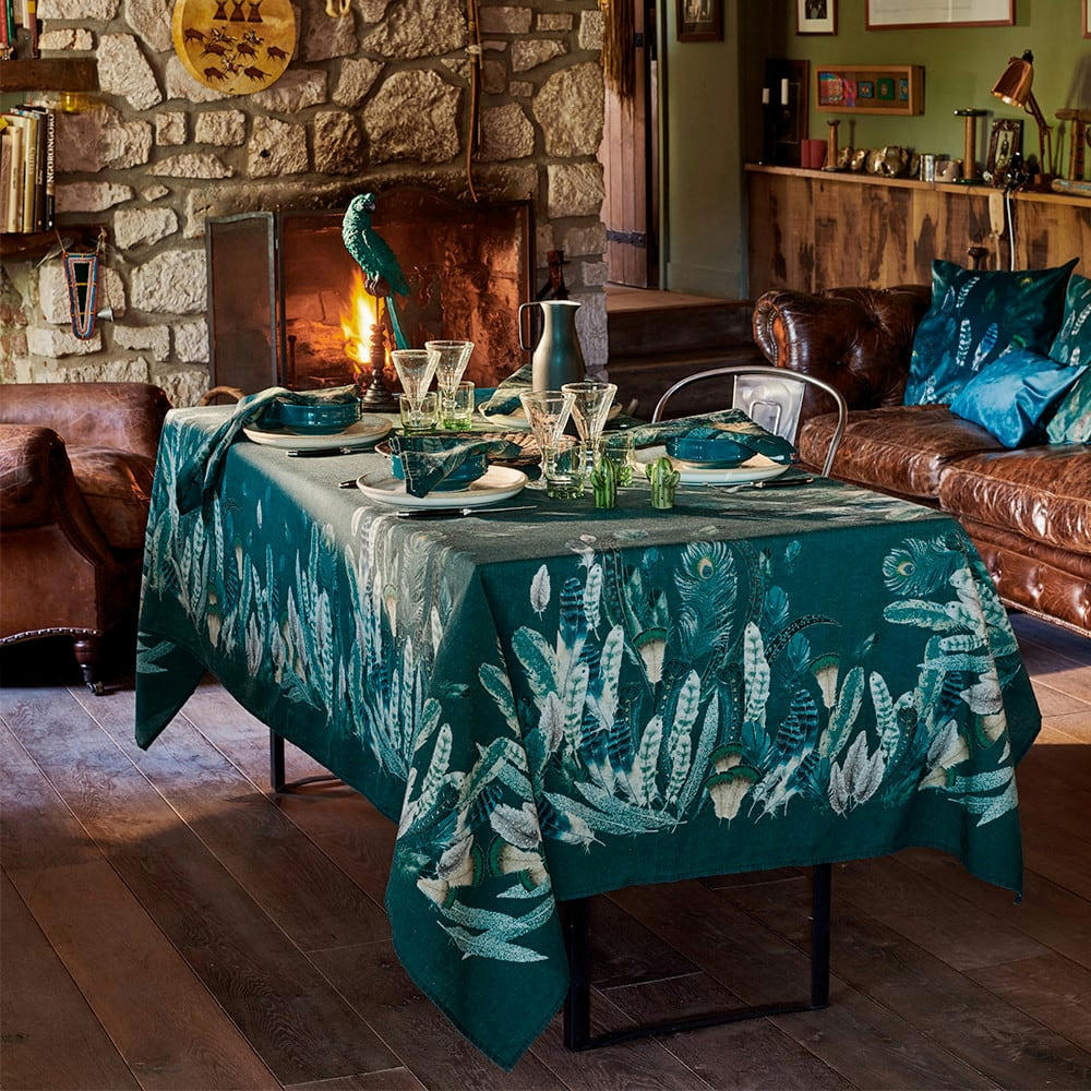 PANACHE CANARD - Nappe carrée  métis lin & coton vert 115x115 cm