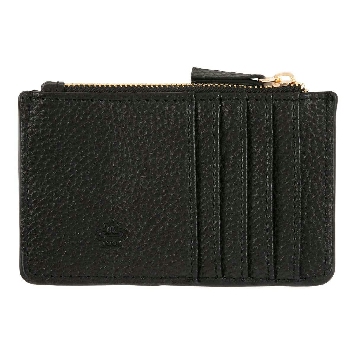 - Porte-cartes Zippé - Feuille Ginkgo Dorée - Noir