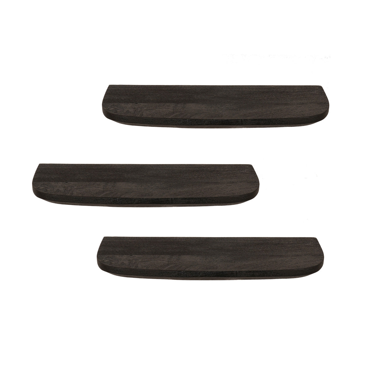 StarFurn Wandplank Gusta - Zwart Hout - Set van 3 - 60x20x15cm