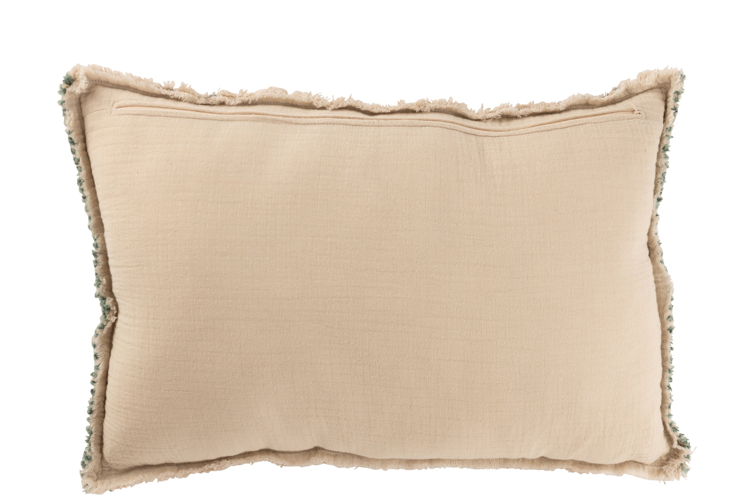 J-Line kussen Textuur - katoen linnen - groen beige