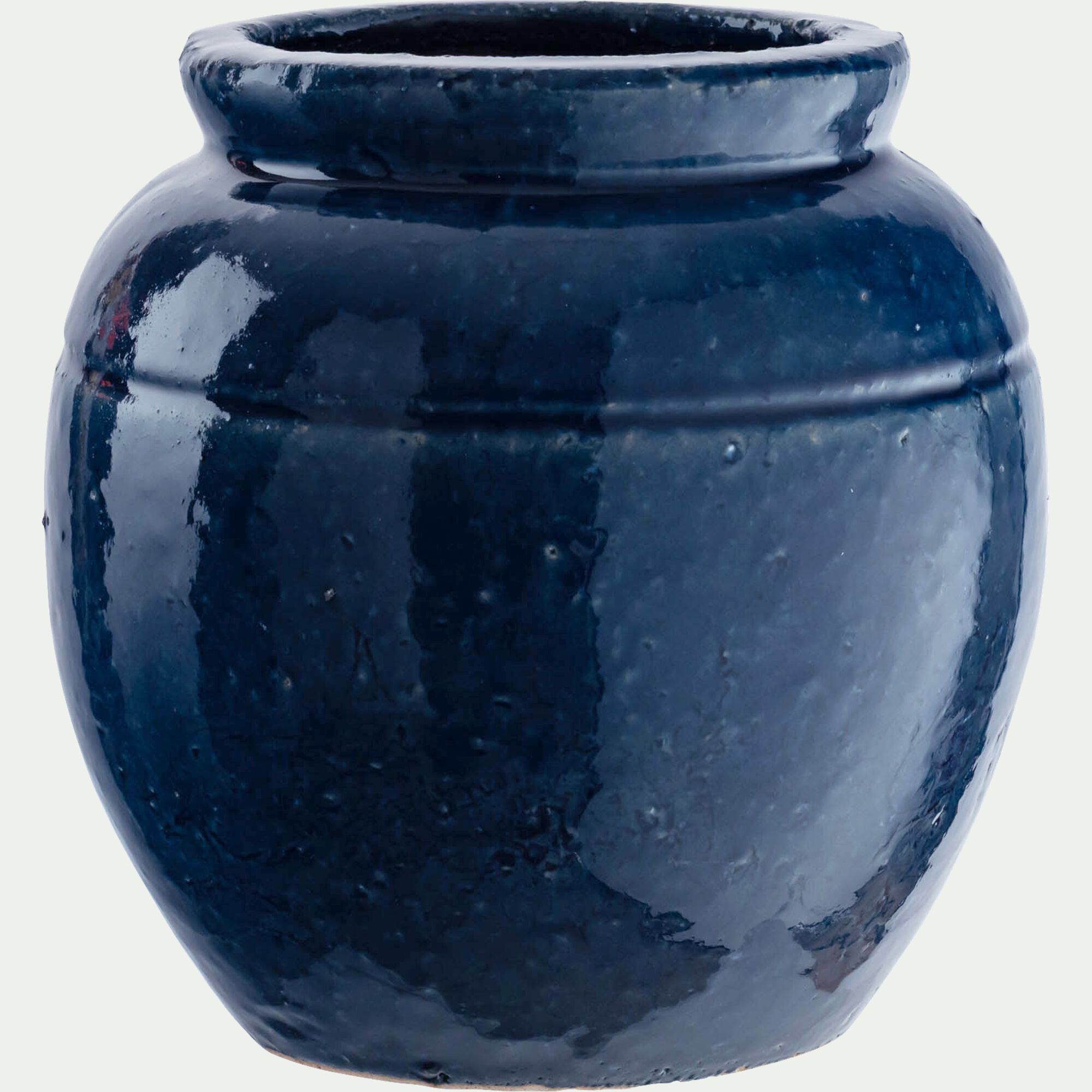 BRUGG - Vase texturé en grès D20xH20cm - bleu