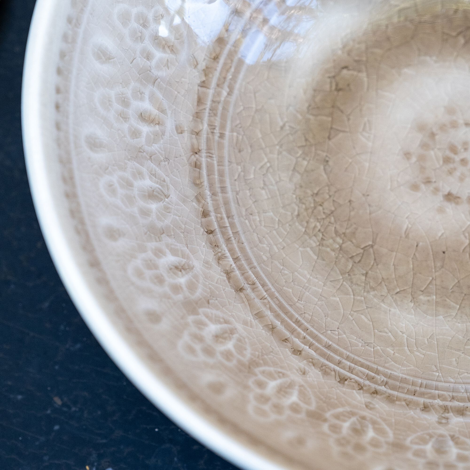 DOTS - Coupelle à motifs en grès D17,2cm - beige alpilles