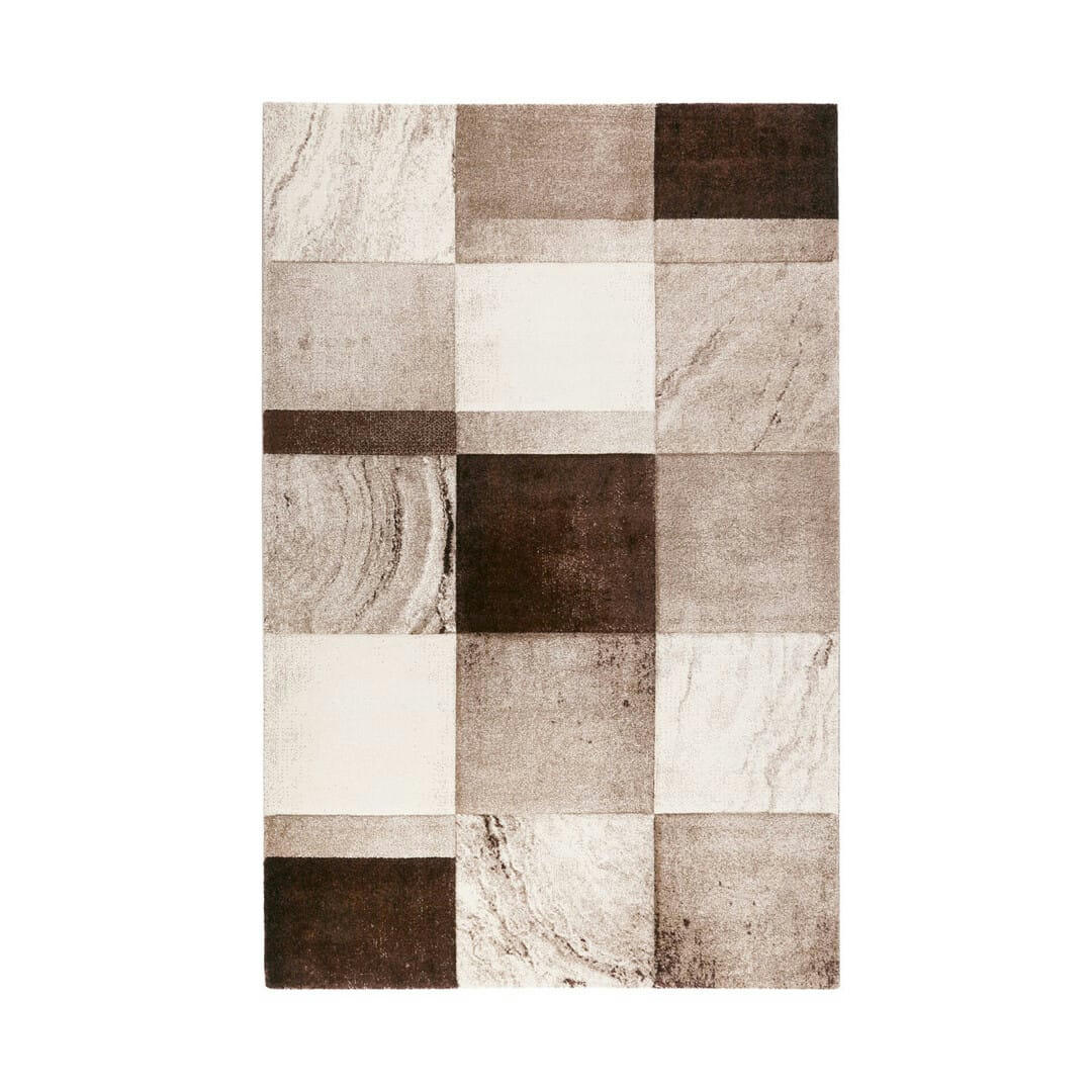 MIRAGE - Tapis cubisme design en polypropylène marron 80x150