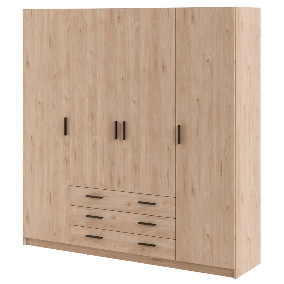 Kledingkast Sprint 4-deurs - eikenkleur - 200x196x50 cm
