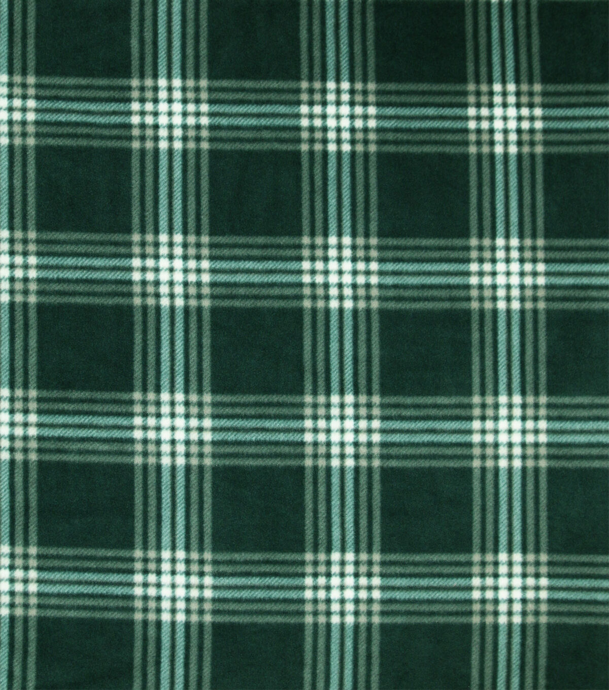 White & Green Plaid Anti Pill Fleece Fabric