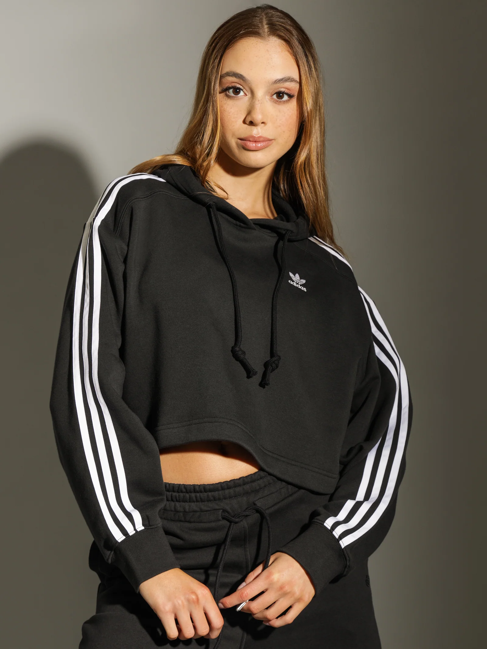 Essentials Crop 3-Stripes Hoodie
