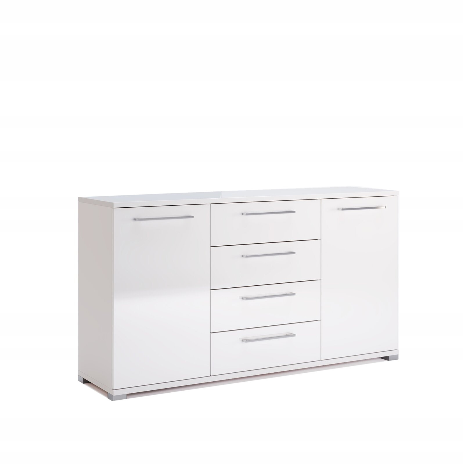 KOMODA Flory 150 cm 4 SZUFLADY i 2 SZAFKI biały połysk