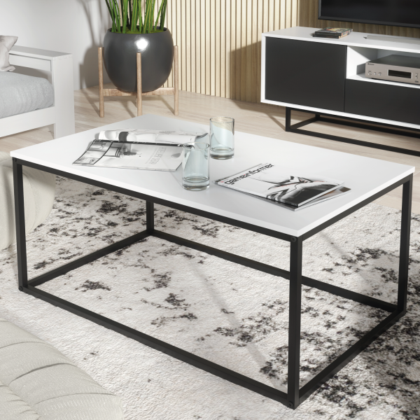 Stolik Kawowy 100cm Loft ONE FURNITURE Laminat Biały
