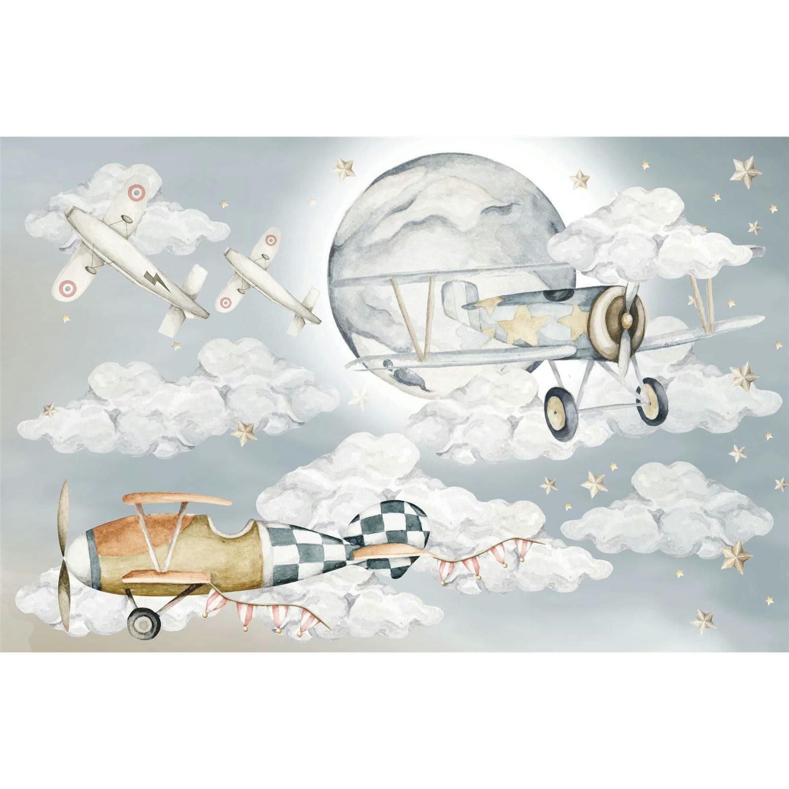 KIDS - Sticker mural Tissu Bleu