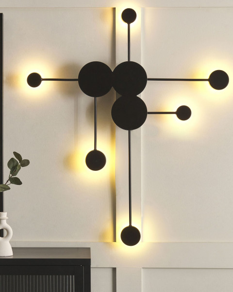Lampa LED ścienna 6-punktowa metalowa czarna