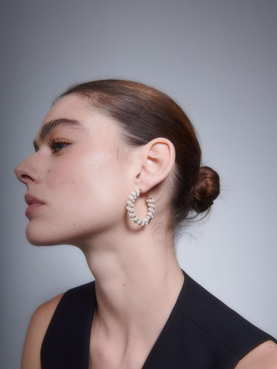 Hoop Earrings With Pearl Beads