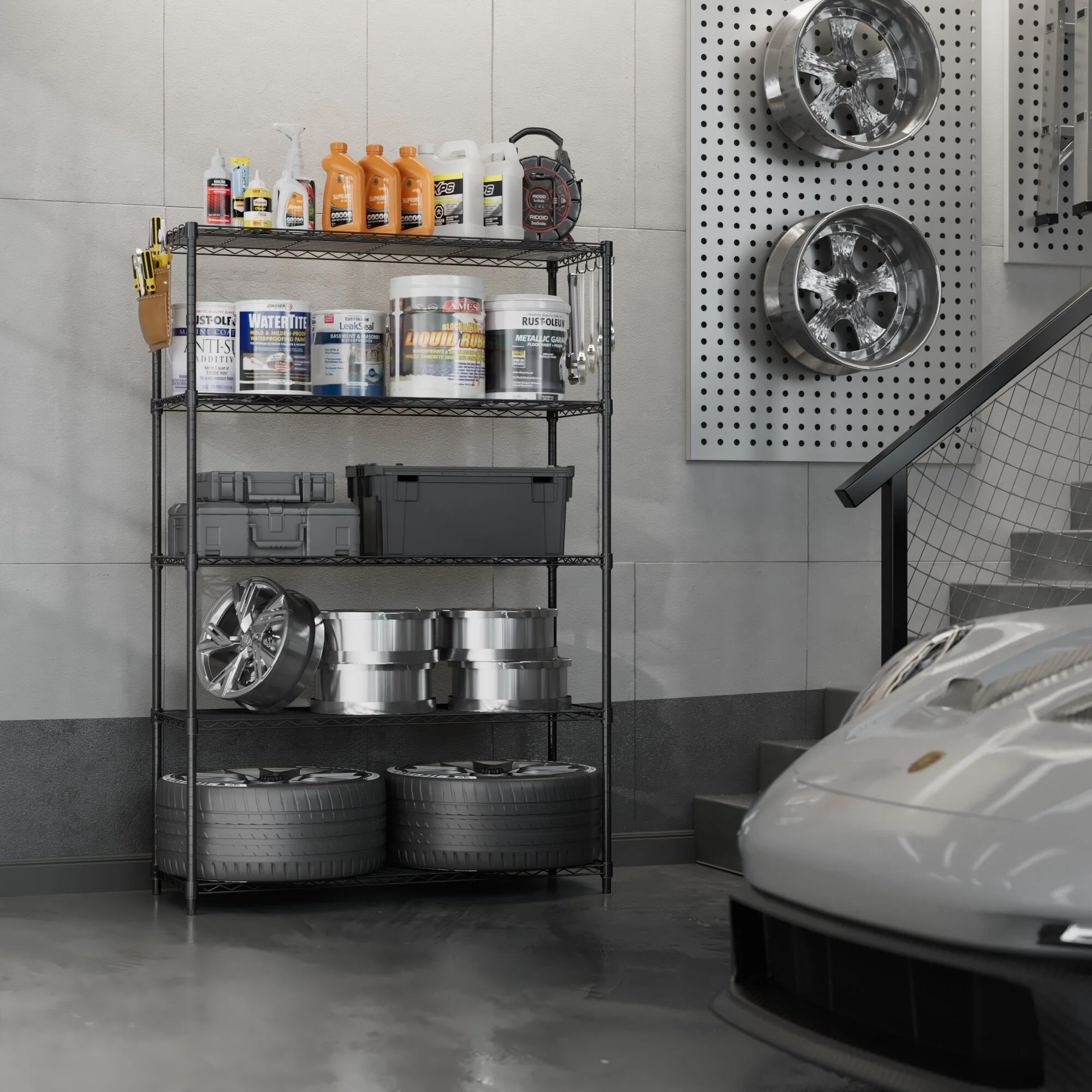 5 Tier Adjustable Wire Storage Racks, Utility Shelves