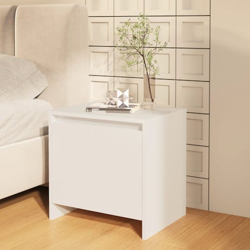 NNEVL Bedside Cabinet High Gloss White 45x34x44.5 cm Chipboard