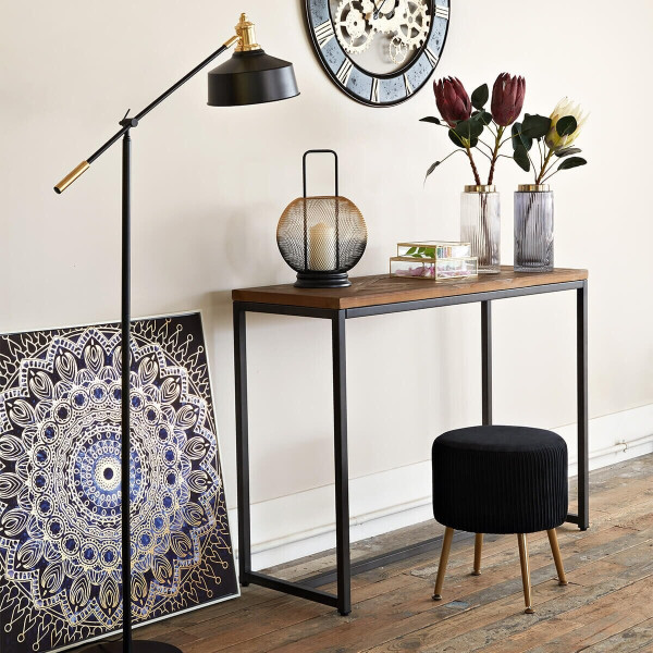 LAMPA PODŁOGOWA Flower czarna METALOWA złote detale
