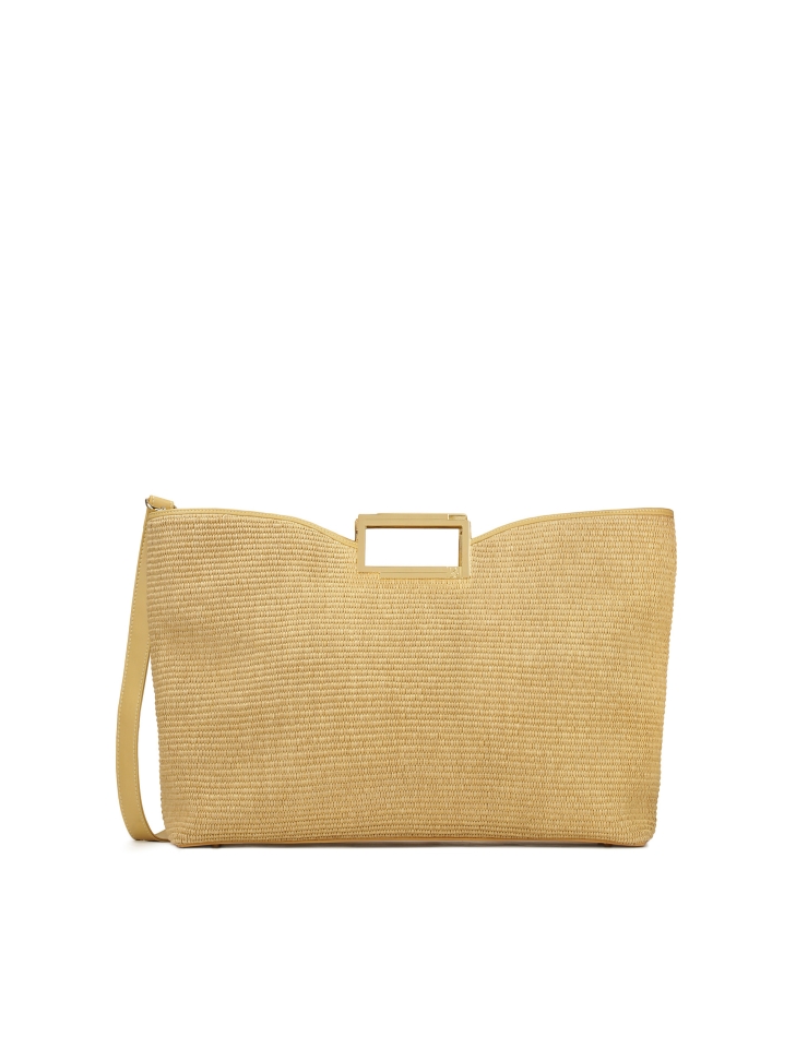 Beige raffia bag with built handles