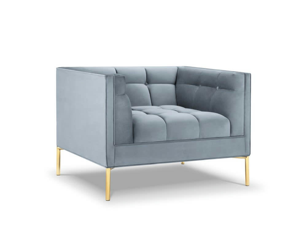 KAROO - Fauteuil velours bleu clair