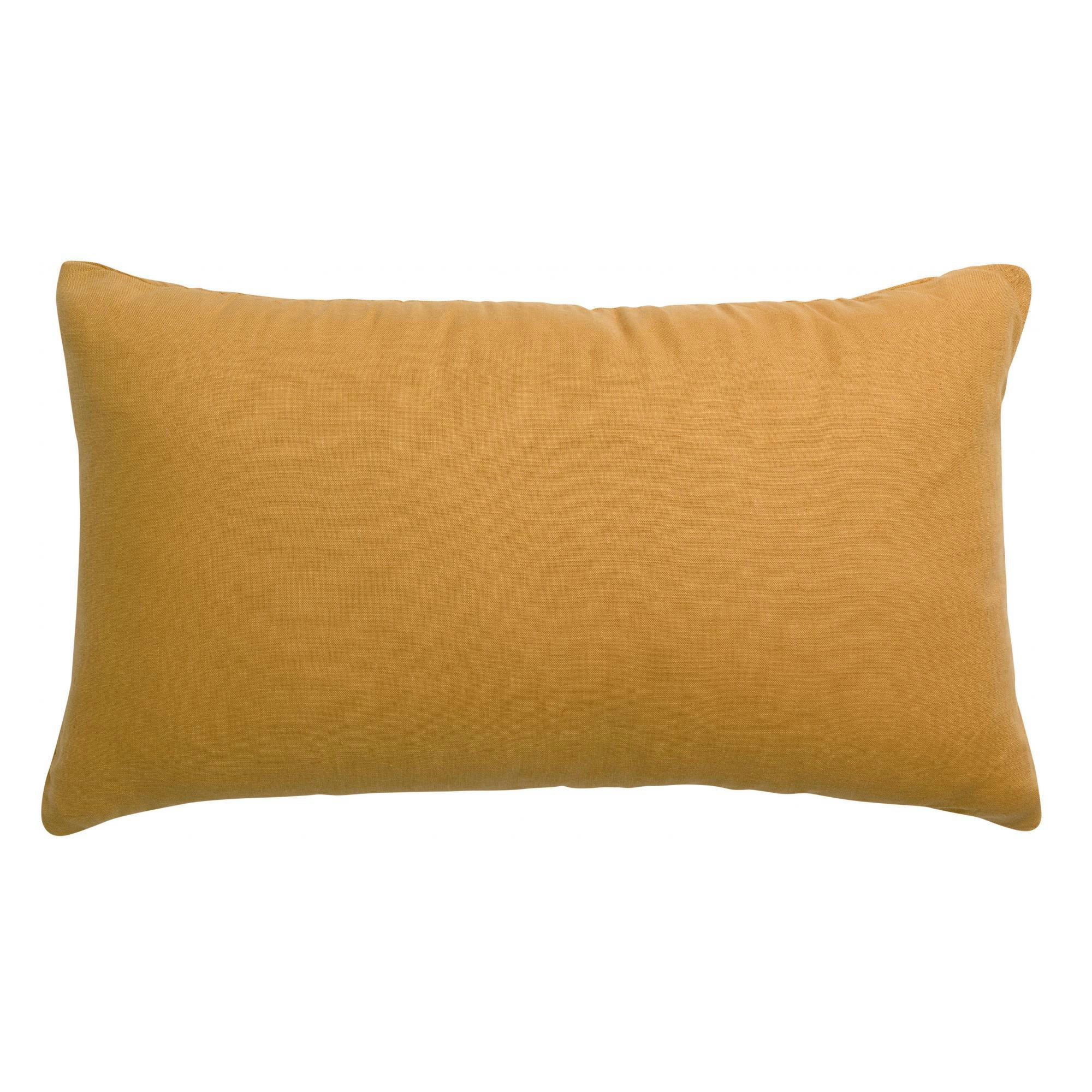 ZEFF - Coussin uni  en lin ocre 30 x 50