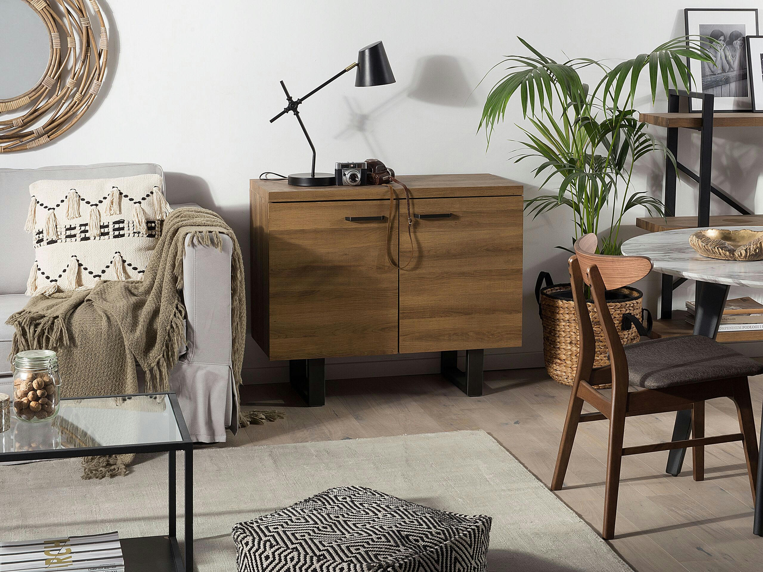 TIMBER - Commode 2 portes effet bois foncé