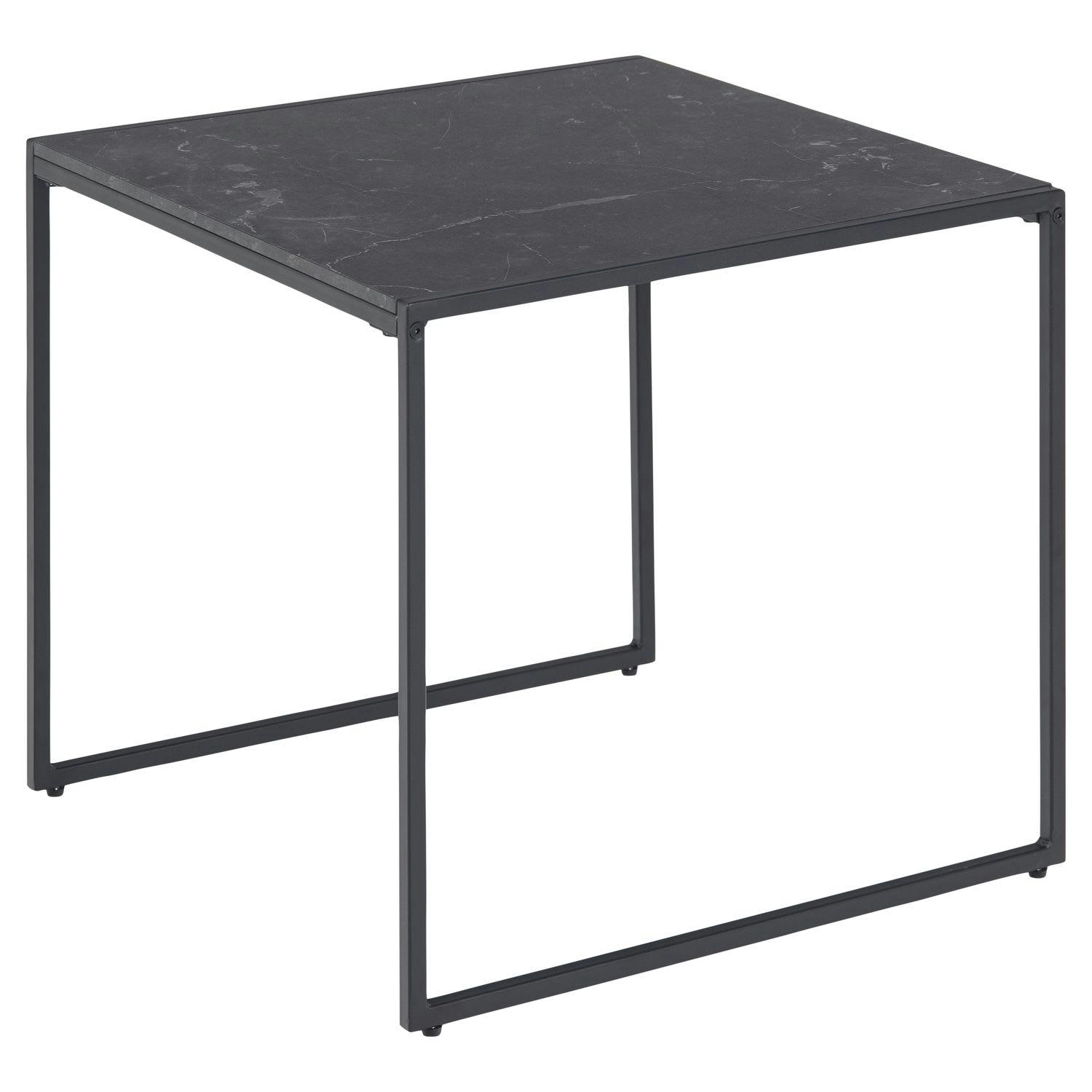 FÉLICE - Table d'appoint carré en mélaminé et métal noir