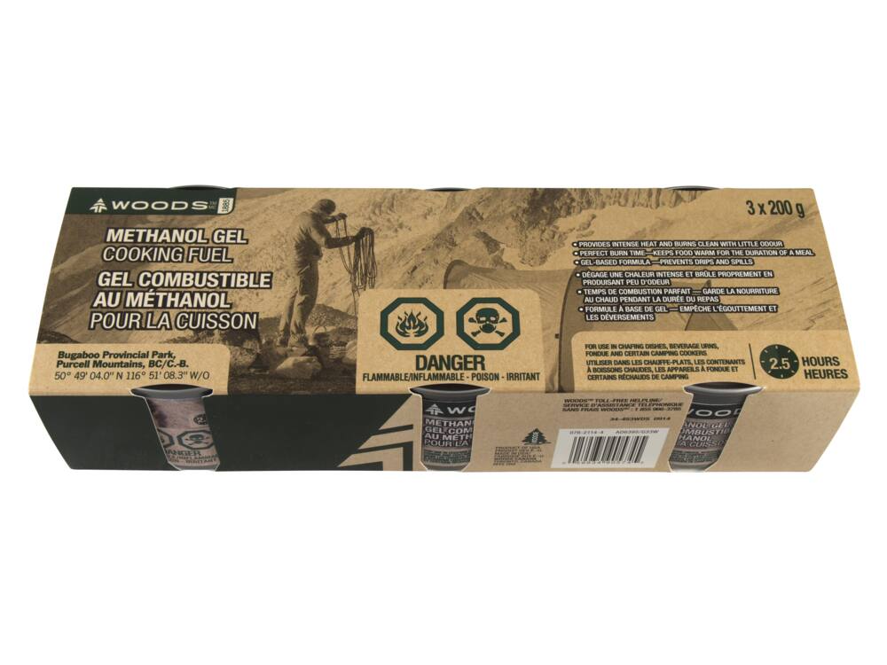 Woods 2.5-Hour Methanol Gel Cooking Fuel For Camping Cookers, Chafing Dishes & Fondue, 200-g, 3-pk