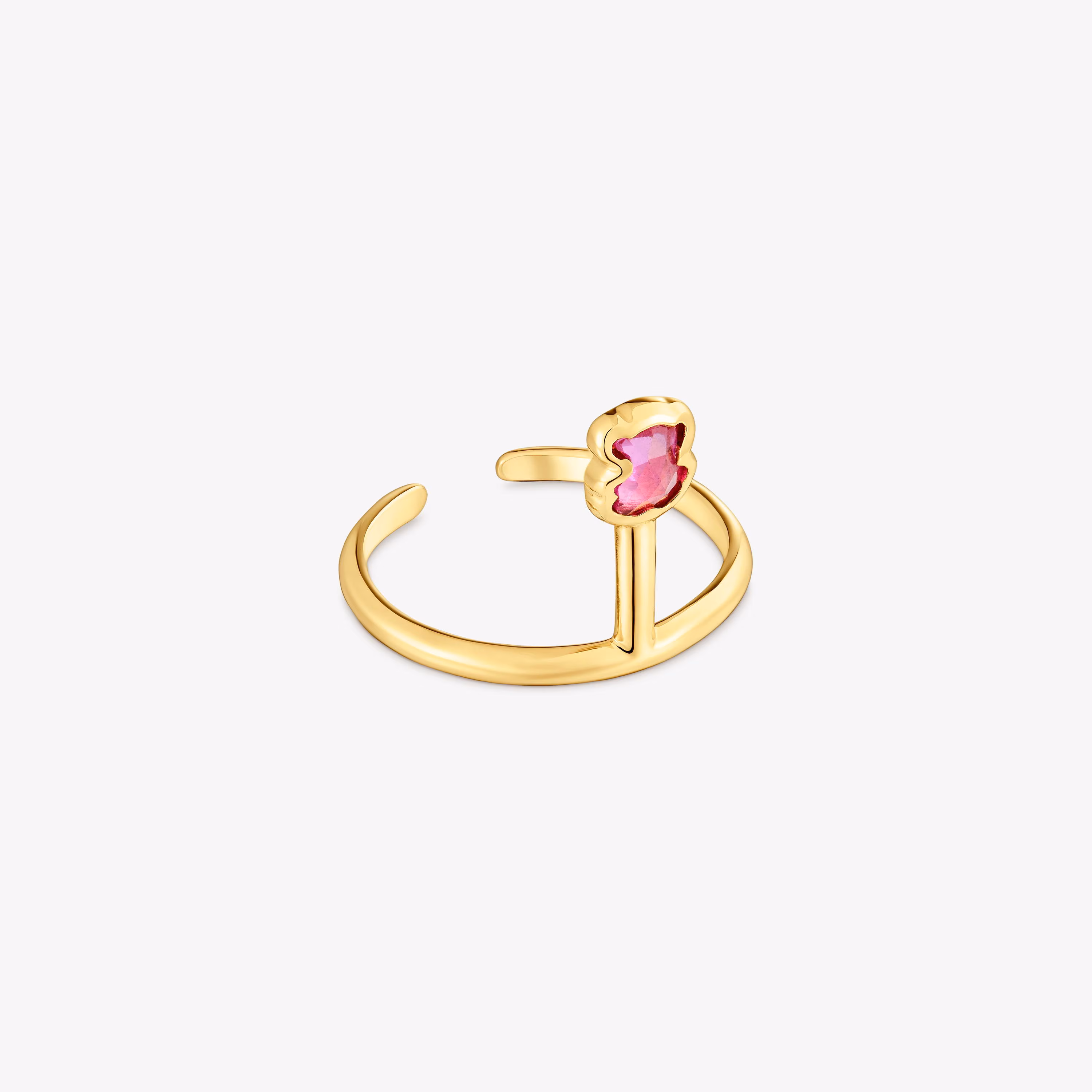 Claws ring con baño de oro 18 kt sobre plata y rubí creado en laboratorio Icon Color LGG