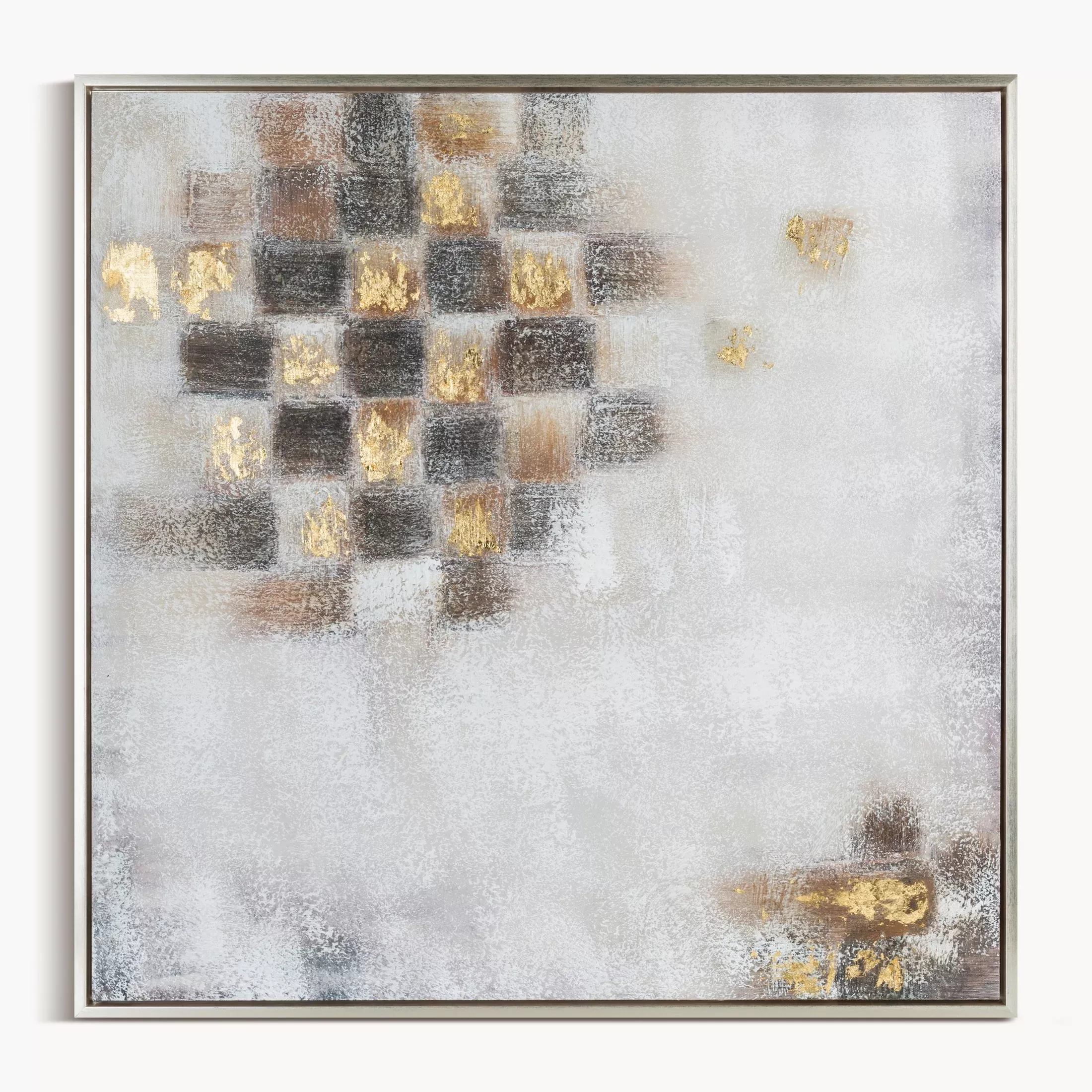 Obraz abstrakcja biało, czarny ręcznie malowany na płótnie 80x80 cm DELUSION 2