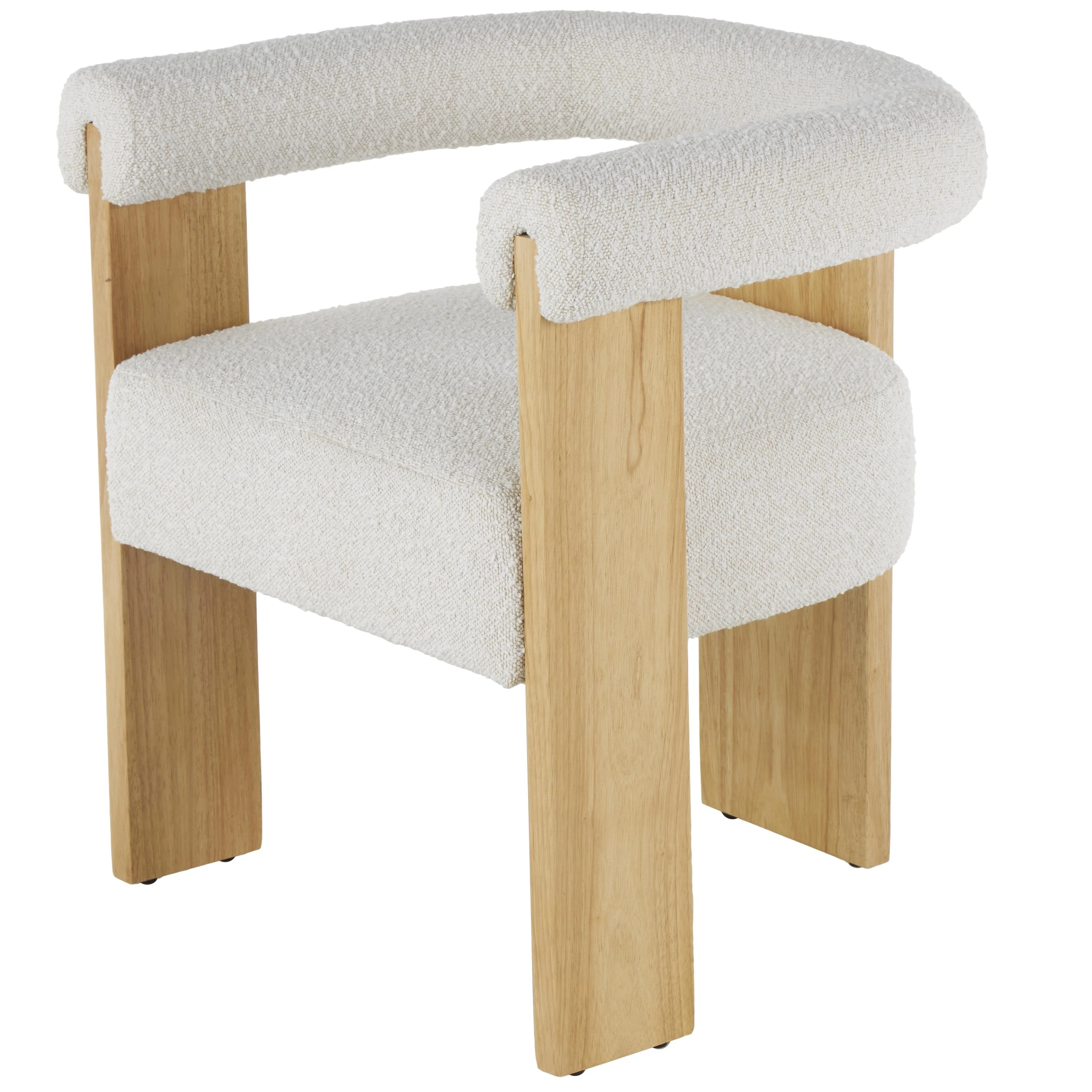 Polyester Curved Back Mid Century Modern Round Boucle Living Room Accent Chair - Cream or White - Roche River Decor