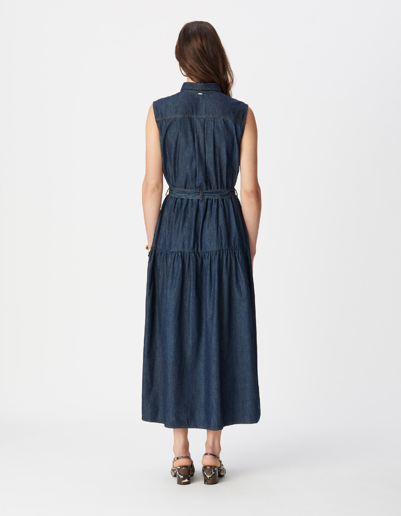 Robe longue en jean brut boutonnée Femme