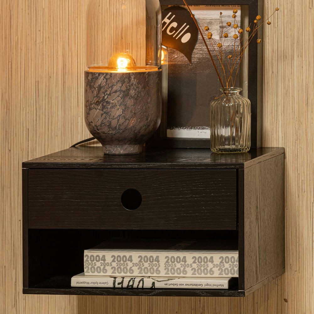 NANCY - Table de chevet murale noir