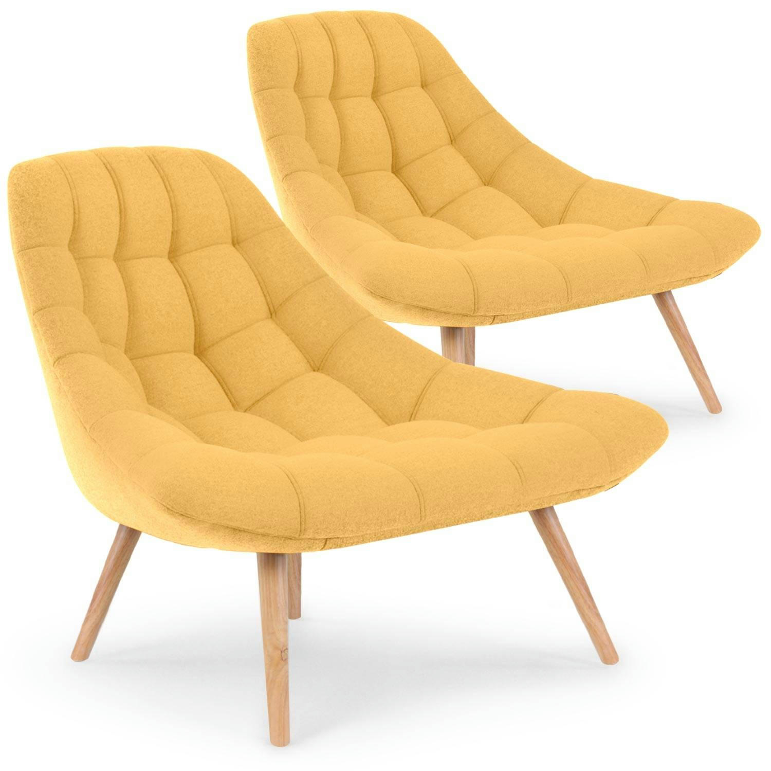 DANIOS - Lot de 2 fauteuils tissu jaune