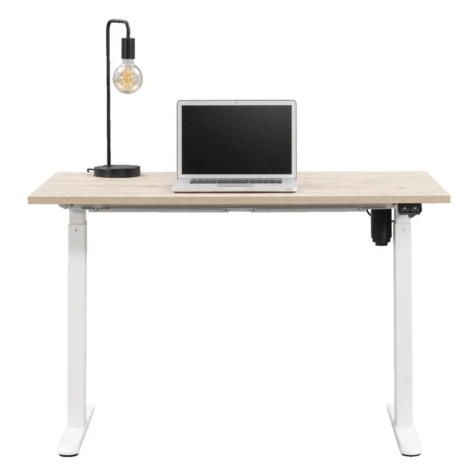 Bureau Homeworx zit/sta elektrisch verstelbaar �?eikenkleur/wit - 75/118x120x70 cm