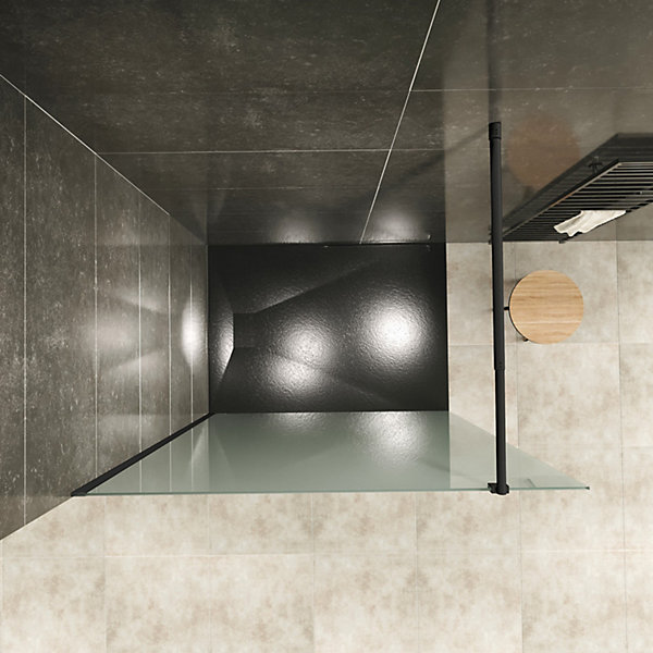 Paroi douche Italienne ROMA-BLACK 90 x 200 cm verre 10 mm opaque, noir, Saniverre